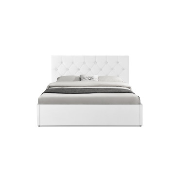 Lit coffre Hanna 140x190cm simili cuir blanc