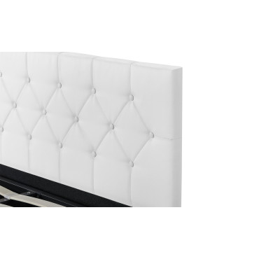 Lit coffre Hanna 140x190cm simili cuir blanc