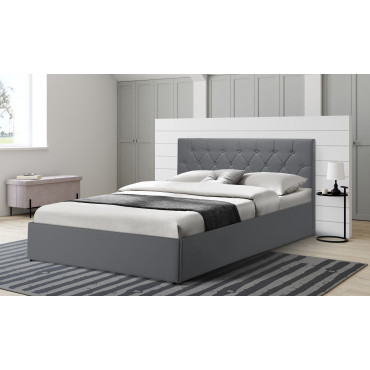 Lit coffre Hanna 160x200cm simili cuir gris