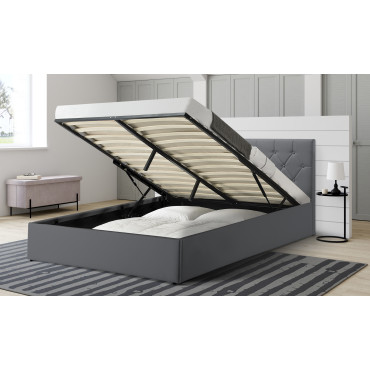 Lit coffre Hanna 160x200cm simili cuir gris