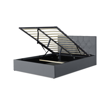 Lit coffre Hanna 160x200cm simili cuir gris