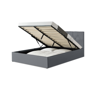 Lit coffre Hanna 160x200cm simili cuir gris