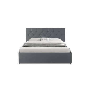 Lit coffre Hanna 160x200cm simili cuir gris