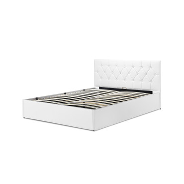 Lit coffre Hanna 160x200cm simili cuir blanc