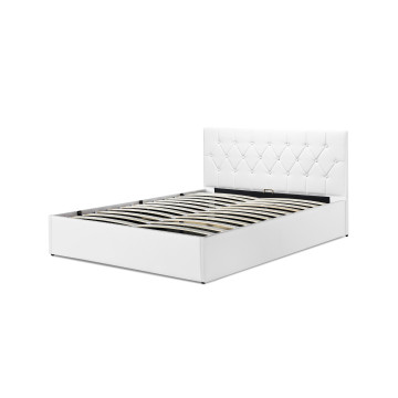 Lit coffre Hanna 160x200cm simili cuir blanc