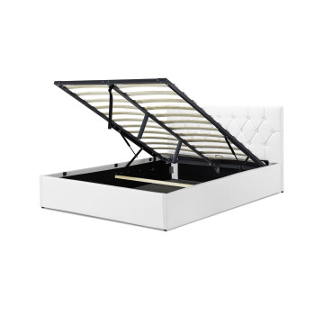 Lit coffre Hanna 160x200cm simili cuir blanc