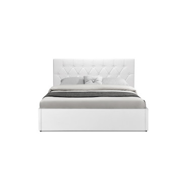 Lit coffre Hanna 160x200cm simili cuir blanc