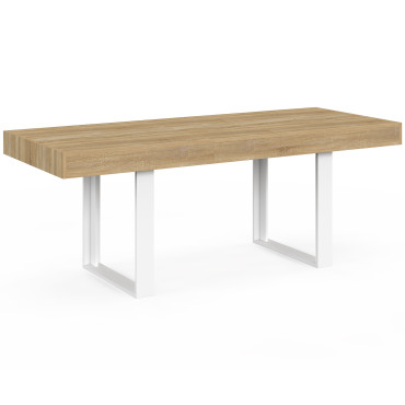 Table à manger extensible Brixton bois et blanc 120-160cm