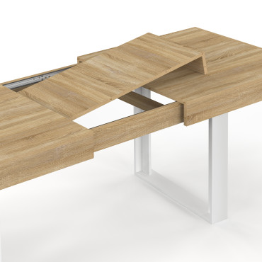 Table à manger extensible Brixton bois et blanc 120-160cm