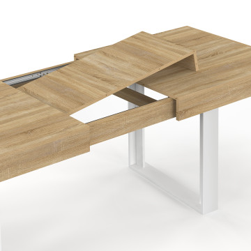 Table à manger extensible Brixton bois et blanc 120-160cm