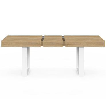 Table à manger extensible Brixton bois et blanc 120-160cm