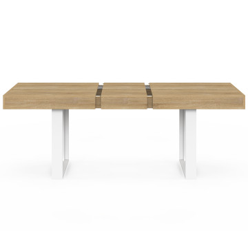 Table à manger extensible Brixton bois et blanc 120-160cm