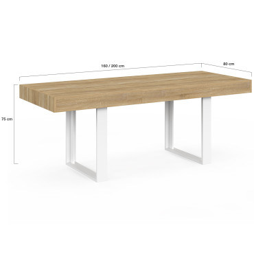 Table à manger extensible Brixton bois et blanc 120-160cm