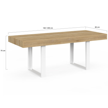 Table à manger extensible Brixton bois et blanc 120-160cm