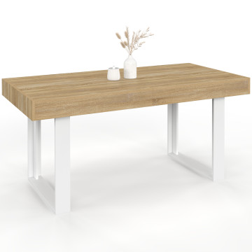 Table à manger extensible Brixton bois et blanc 120-160cm