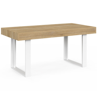 Table à manger extensible Brixton bois et blanc 120-160cm