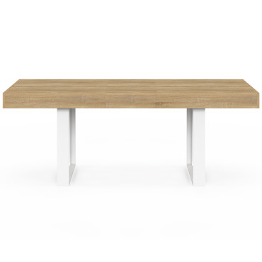 Table à manger extensible Brixton bois et blanc 120-160cm