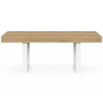 Table à manger extensible Brixton bois et blanc 120-160cm