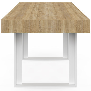Table à manger extensible Brixton bois et blanc 120-160cm