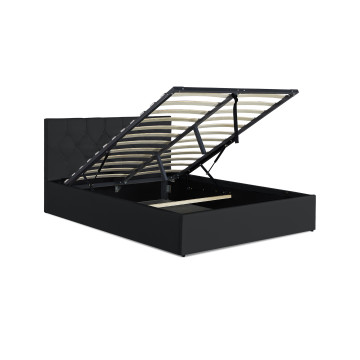 Lit coffre Hanna 140x190cm simili cuir noir