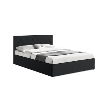 Lit coffre Hanna 140x190cm simili cuir noir