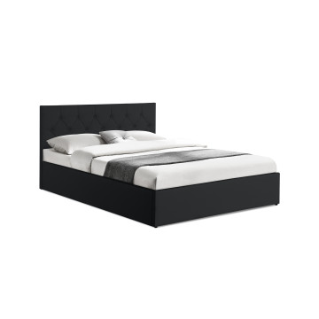 Lit coffre Hanna 140x190cm simili cuir noir