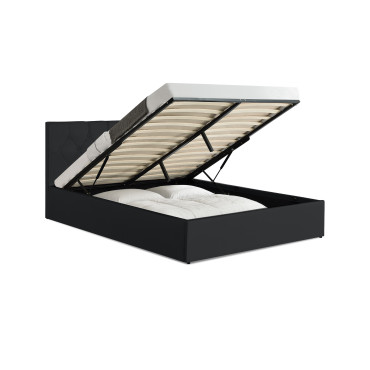 Lit coffre Hanna 140x190cm simili cuir noir