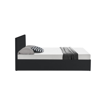 Lit coffre Hanna 140x190cm simili cuir noir