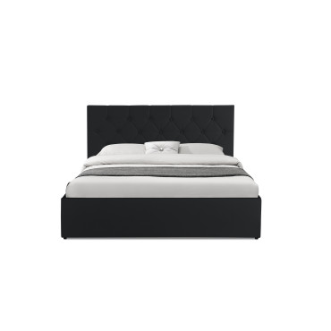 Lit coffre Hanna 140x190cm simili cuir noir