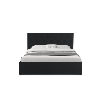 Lit coffre Hanna 140x190cm simili cuir noir