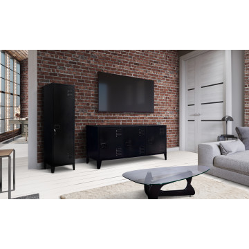 Meuble TV Storen 3 portes en métal noir L113cm