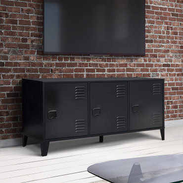 Meuble TV Storen 3 portes en métal noir L113cm