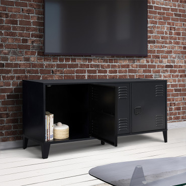 Meuble TV Storen 3 portes en métal noir L113cm