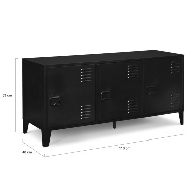 Meuble TV Storen 3 portes en métal noir L113cm