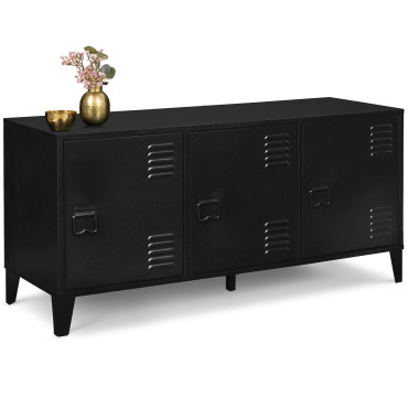 Meuble TV Storen 3 portes en métal noir L113cm