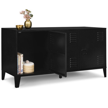 Meuble TV Storen 3 portes en métal noir L113cm
