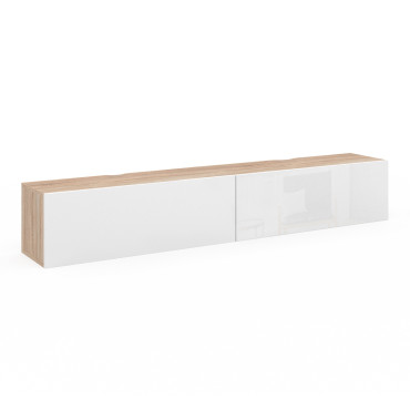 Meuble TV suspendu Michigan bois et blanc 180cm