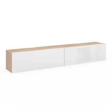 Meuble TV suspendu Michigan bois et blanc 180cm