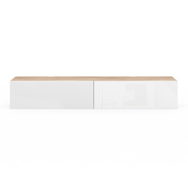 Meuble TV suspendu Michigan bois et blanc 180cm