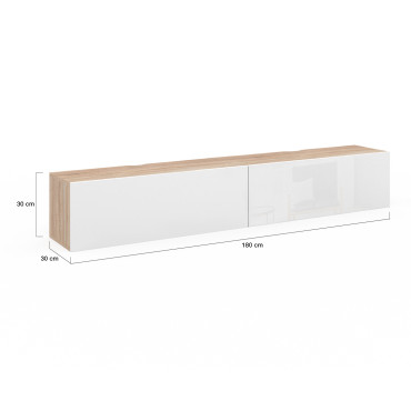 Meuble TV suspendu Michigan bois et blanc 180cm