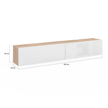 Meuble TV suspendu Michigan bois et blanc 180cm