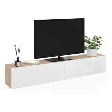 Meuble TV suspendu Michigan bois et blanc 180cm