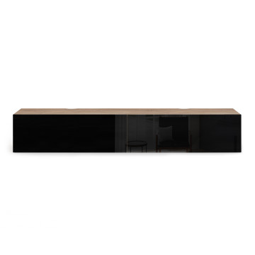 Meuble TV suspendu Michigan bois et noir 180cm