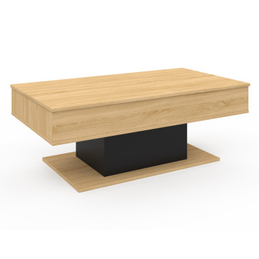 Table basse Tania relevable bois et noir