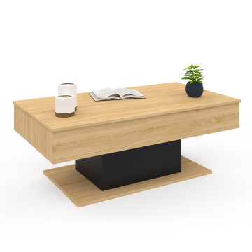 Table basse Tania relevable bois et noir