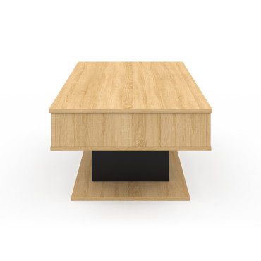 Table basse Tania relevable bois et noir