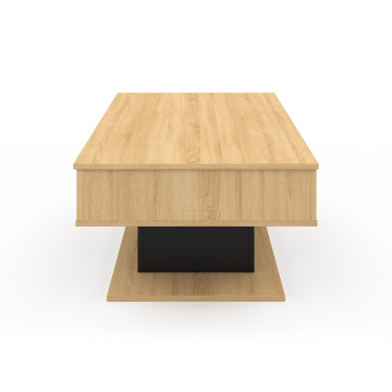 Table basse Tania relevable bois et noir