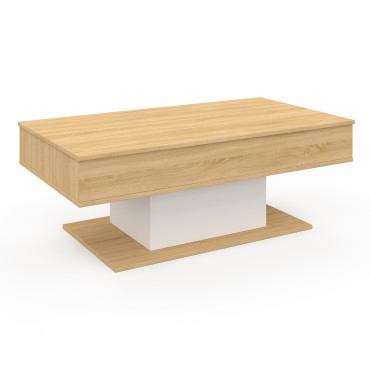 Table basse Tania relevable bois et blanc