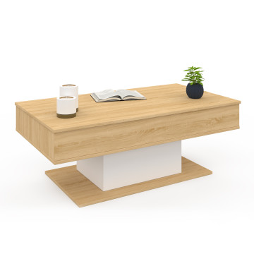 Table basse Tania relevable bois et blanc
