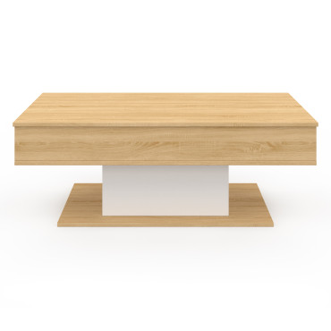 Table basse Tania relevable bois et blanc